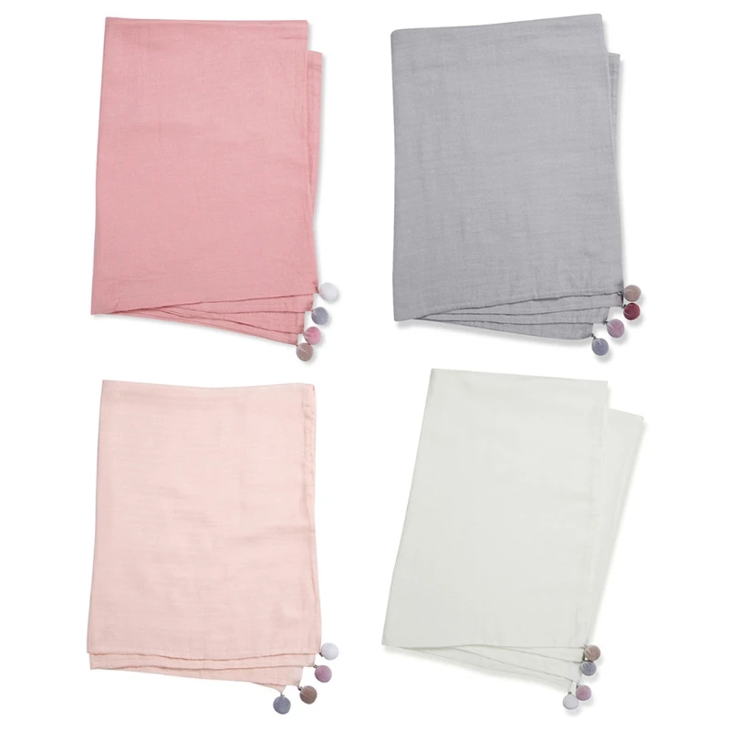 

100x70cm Baby Muslin Receiving Blanket with Cute Balls Infants Swaddling Wrap Q1FE