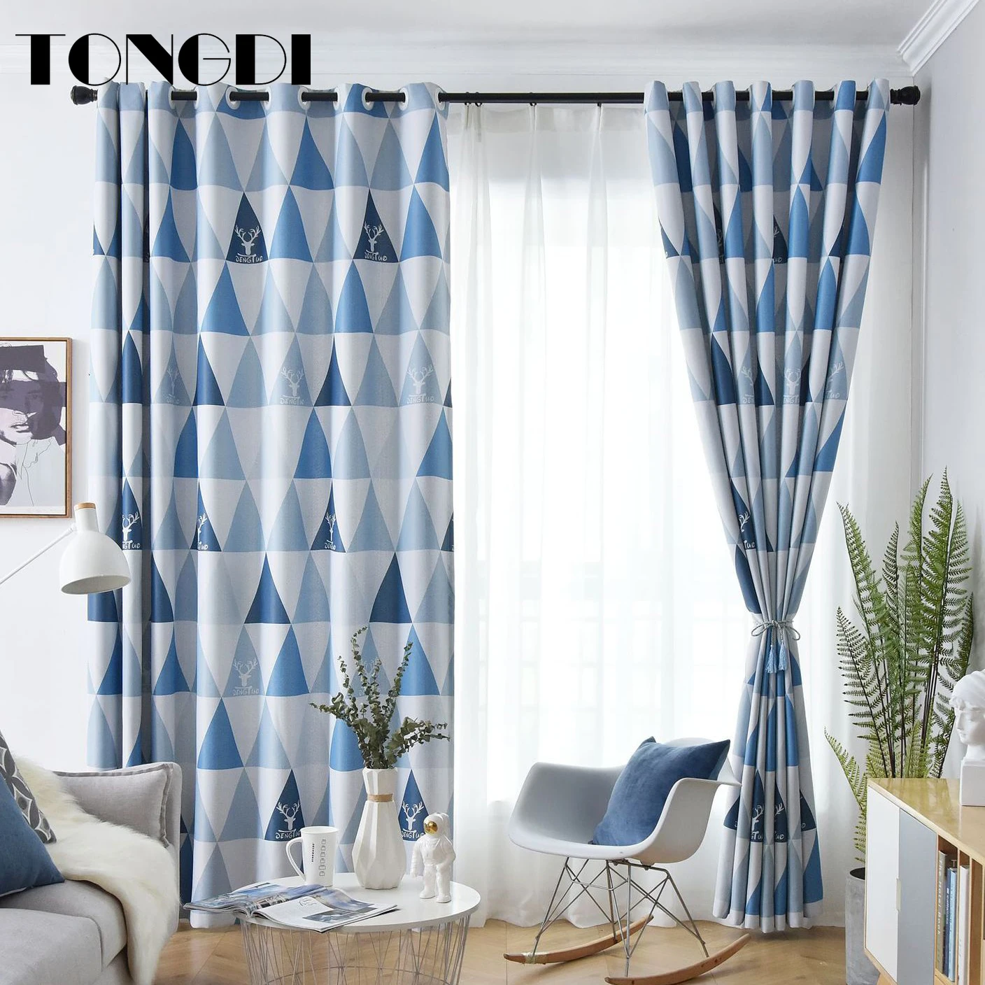 TONGDI Blackout Curtains Elegant Artistic Geometric Pattern Diamond Printing Luxury Decor For Parlour Home Bedroom Living Room | Дом и сад