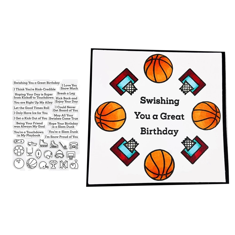

Trophy Basketball Letters Phrase Transparent Clear Silicone Stamp Seal for DIY Scrapbooking Photo Album Decorative Sheets Mould