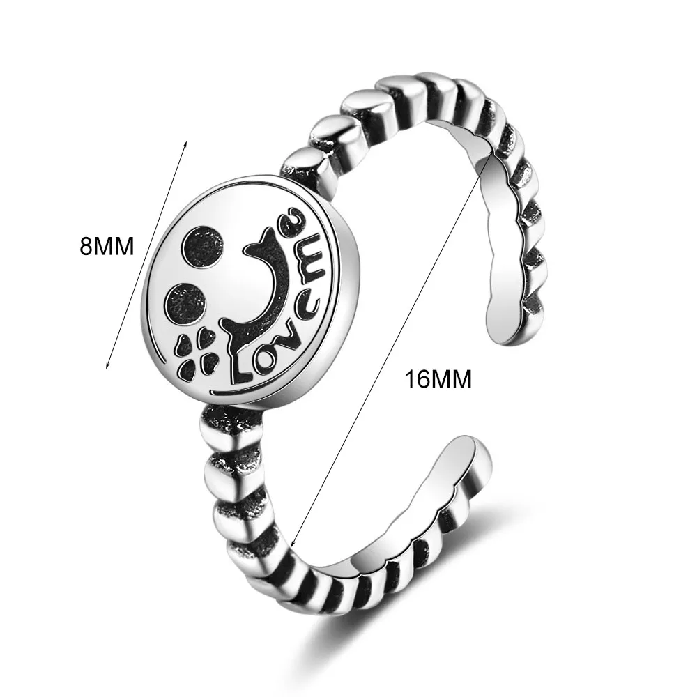 MEETSOFT Ring Imprint Opening For Women Adjustable Smile Retro Jewelry Gift | Украшения и аксессуары