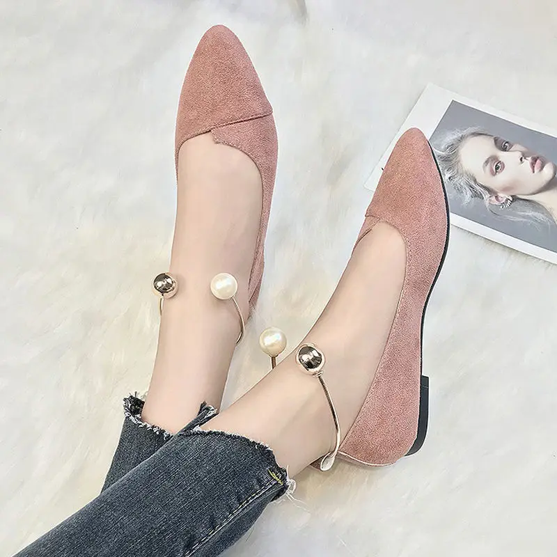 Туфли-лодочки женские на низком каблуке замша кожа заостренный носок