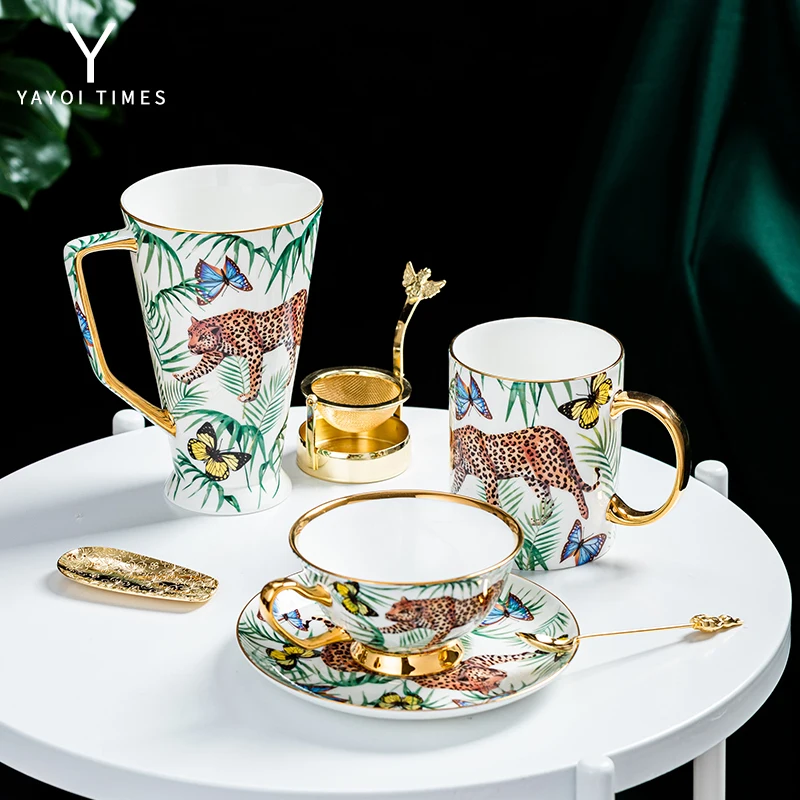 

Yayoi era Bai Bao colors bone porcelain coffee cup mug large capacity cup set gift tea in the afternoon