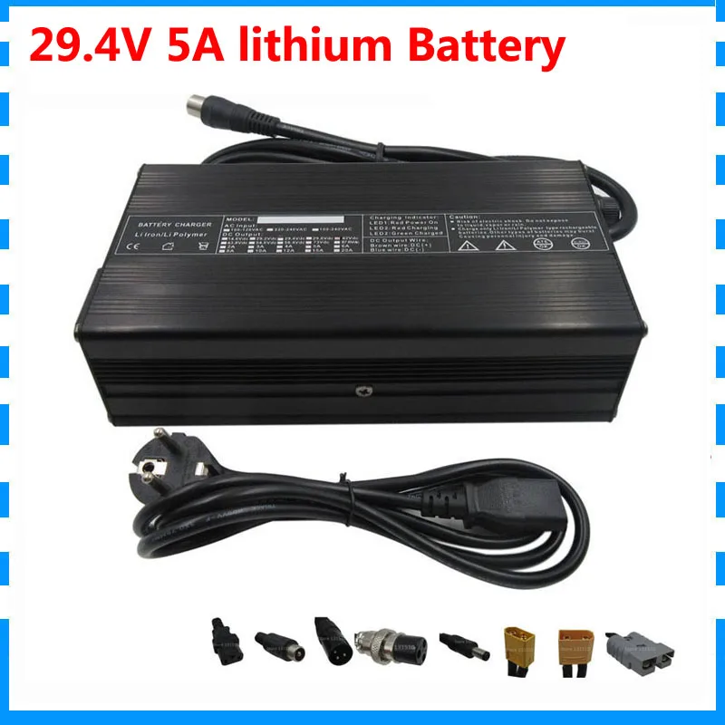 180 Вт 29,4 в 5А литиевая Зарядка для 7S 24V 20AH 30AH 40AH 50AH 60AH батарея для электрического велосипеда