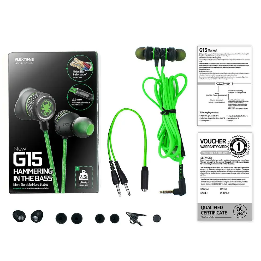 plextone g15 new product upgrade 3 5mm in ear wired gaming earphone with mic noise reduction music metal magnetic headset free global shipping