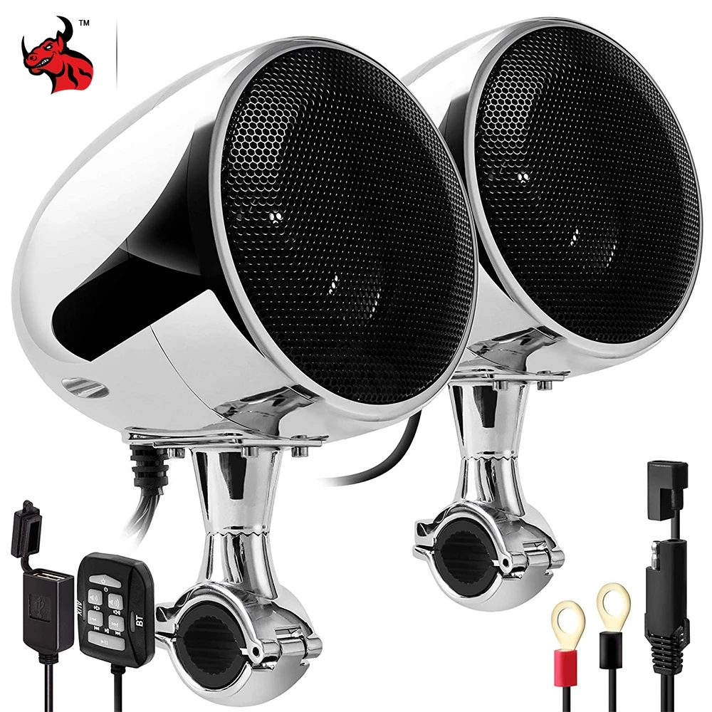 

Waterproof Motorcycle ATV Audio Motocross Stereo Player Support Bluetooth, USB, AUX Motorcycle Speaker System 300W 2pcs