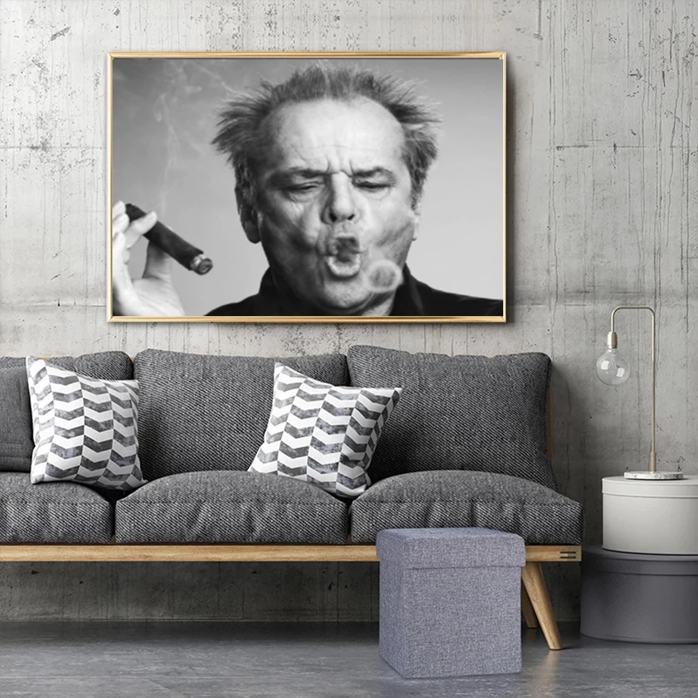 

Jack Nicholson Cigar Poster Wall Art Prints Black And White Figure Canvas Paintings Photo Wall Picture Art Decoration No Frame