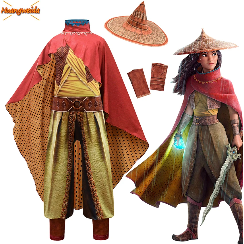 

Raya and The Last Dragon Costumes Kids Halloween Costumes for Kids Cloak Woman Raya Cosplay Anime Carnival Jumpsuits Movie