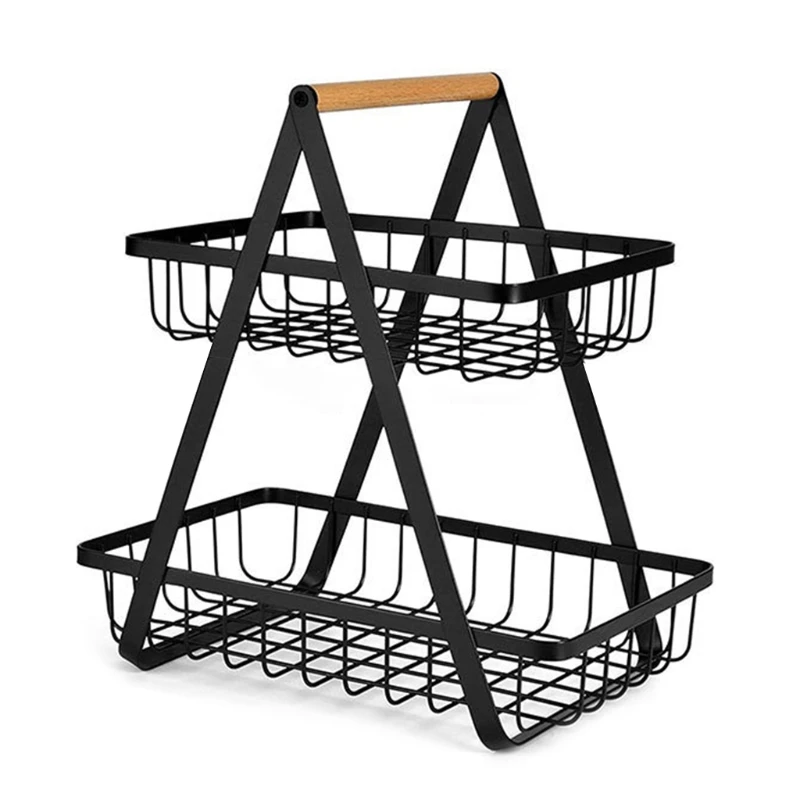 

Metal Fruit Basket 2-Tier Portable Kitchen Storage Shelf Rack for Vegetables