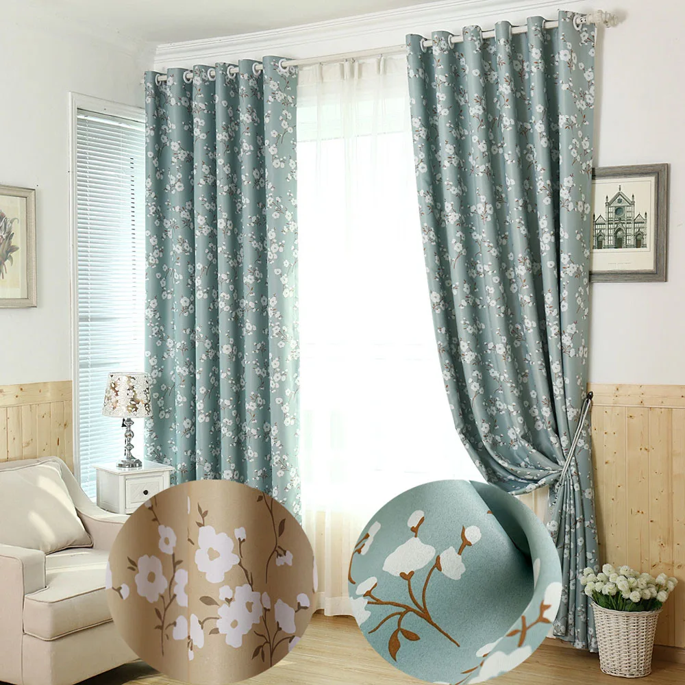 Черные занавески Kapok с принтом Элегантные Синие и бежевые люверсами для окон