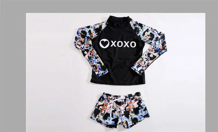 

Korean-Style New Womens Swimsuit Sexy Printed Boxer Split Type Long Sleeve Beach Tour Bathing Suit /30