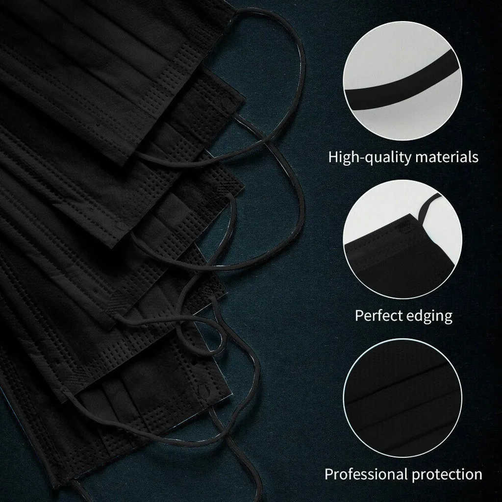 

Air Purifying Face Mask Cover Anti Dust 3 Layer Mouth Filter Masks 50 pcs Blue/Black Halloween Cosplay masque lavable face-mask