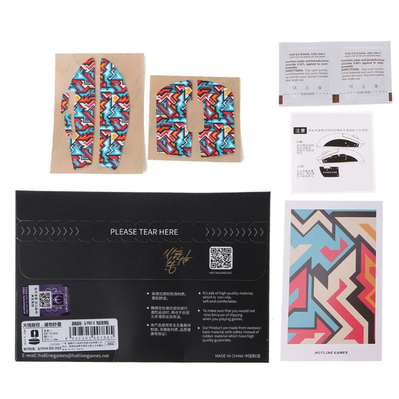 

LX9B Hotline Games Colorful Mouse Anti-Slip Tape Side Stickers for logitech G Pro X