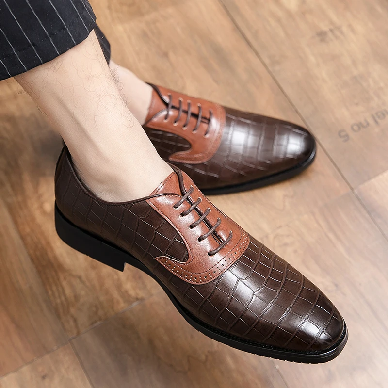 

Business Men's Leather Shoes Retro Large Size Men Loafers Lace Up Men's Oxford Shoes Formal Chaussures Homme Men Driving Shoes