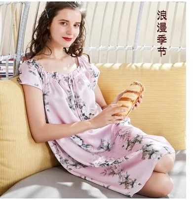 Большие размеры 100% шелковое свободное платье Милая шелковая ночная рубашка