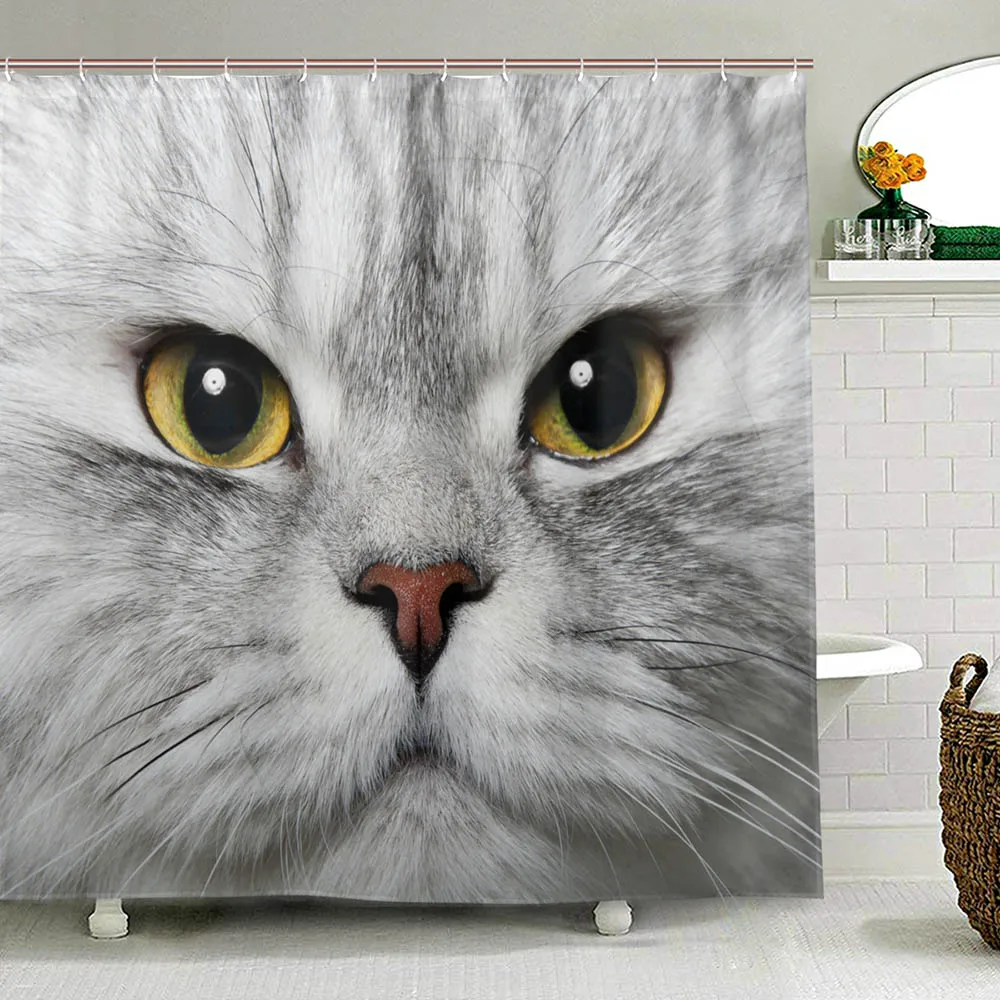 Занавеска для душа с изображением питомца персидского кота котенка занавеска