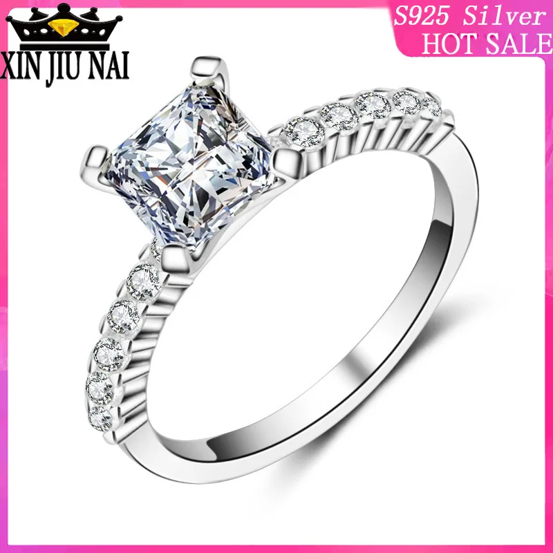 

Princess diamond Girls Ring Classic four-claw diamond ring plated with platinum and non-fading jewelry diamond rings for women