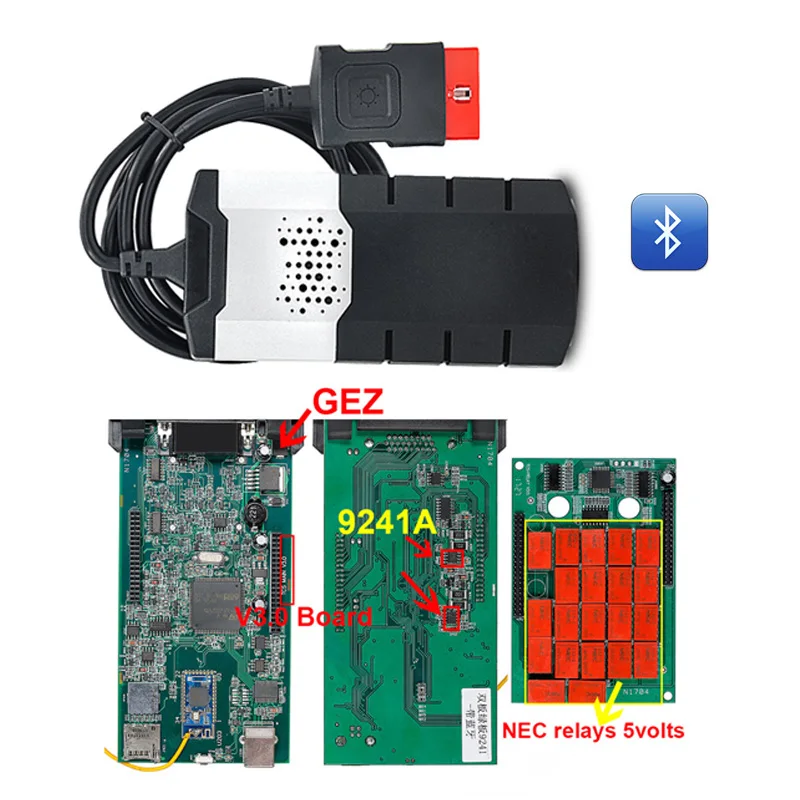 TCS V3.0 NEC Реле tcs Bluetooth 2016 Real 9241 чип obd2 сканер для автомобилей и грузовиков OBDII