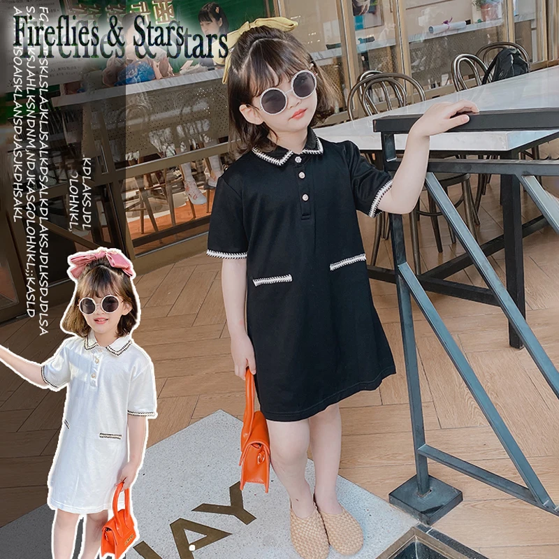 Summer girls dress baby kids vestidos children brand clothes fashion turn down collar single button striped 4 to 14 yrs | Детская одежда