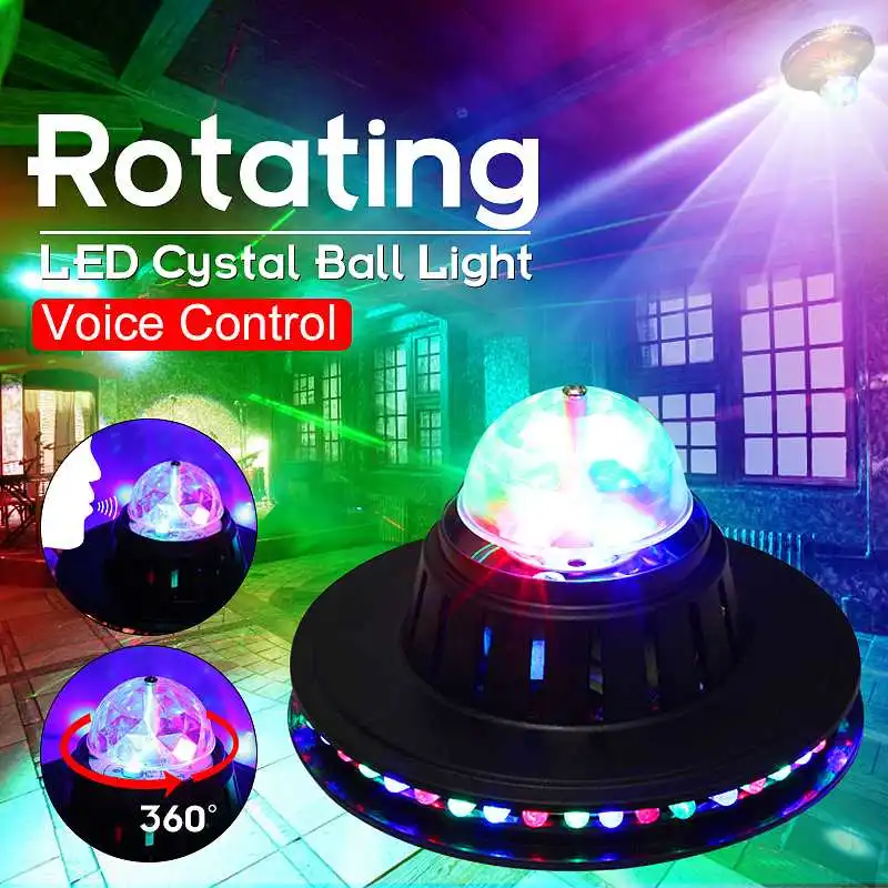 

Мини RGB диско вращающийся хрустальный шар светильник DJ LED лазерный сценический проектор лампа Голосовое управление USB сценический светильн...