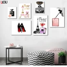 Картина на холсте с красными губами, на высоком каблуке