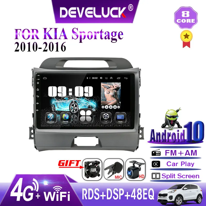 

Android 10,0 2 din Автомобильный Радио Мультимедийный видео плеер для KIA Sportage 3 2010 2011-2016 GPS навигация RDS DSP + 48EQ IPS Авторадио