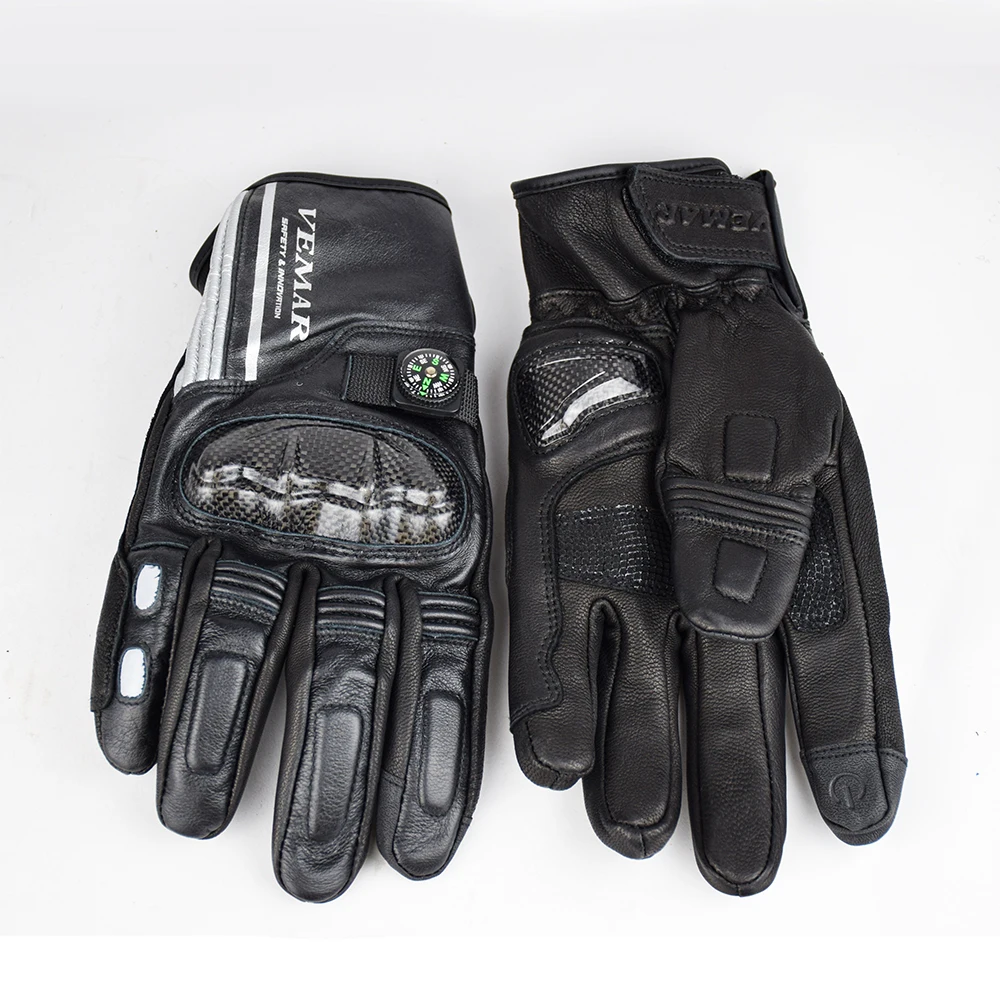 

Vemar Warm Motorcycle Gloves Winter Waterproof&Windproof Moto Motocross Leather Glove Men's ATV MX MTB Biker Gloves With Compass