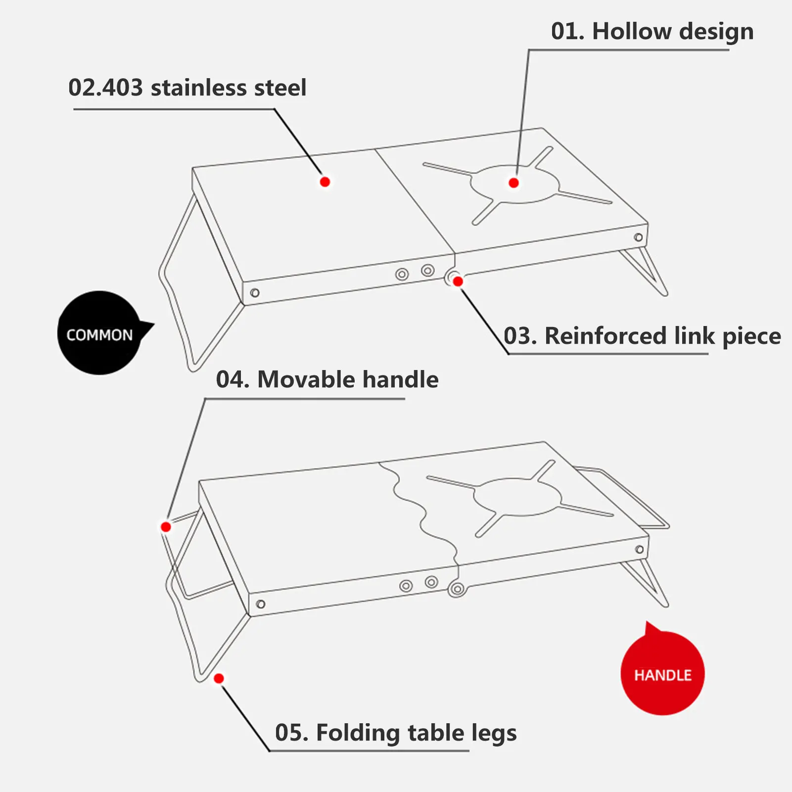 Портативная уличная Складная плита стол для одной горелки многофункциональный