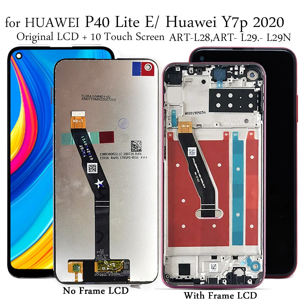 Оригинальный ЖК экран для Huawei P40 Lite E ART L28/L29 дисплей 10 дюймов сенсорный Замена Y7p Y 7p