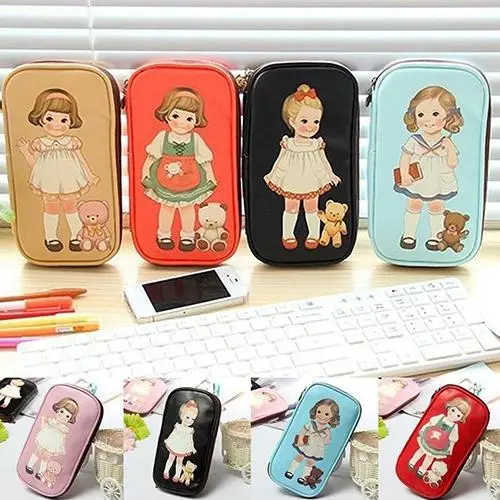 

Women Cute Cartoon Doll Girl Pattern Pen Pencil Case Bag Cosmetic Makeup Bag