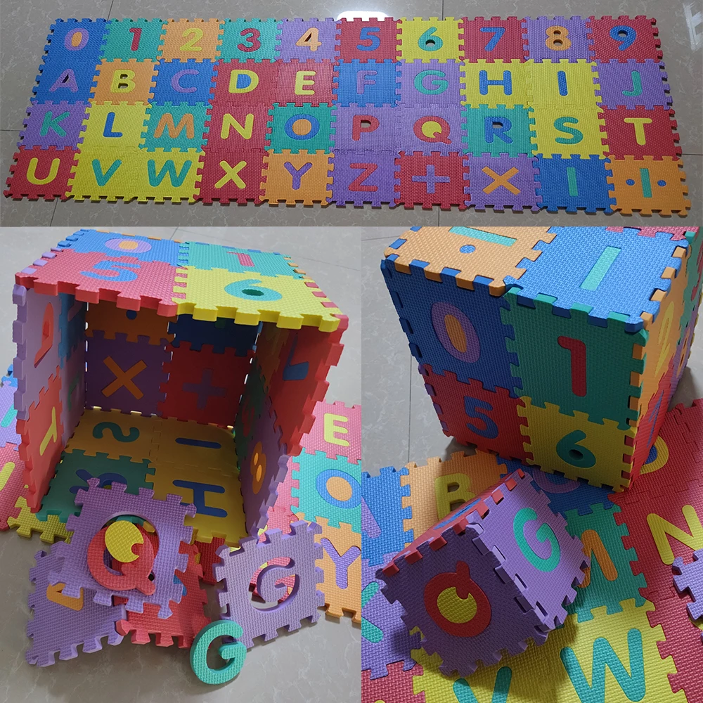 40Pcs Baby Foam Play Mat Children Carpet Educational Toys Interlocking Puzzle EVA Tiles Alphabet Numbers And Symbol 15*15cm | Игрушки и