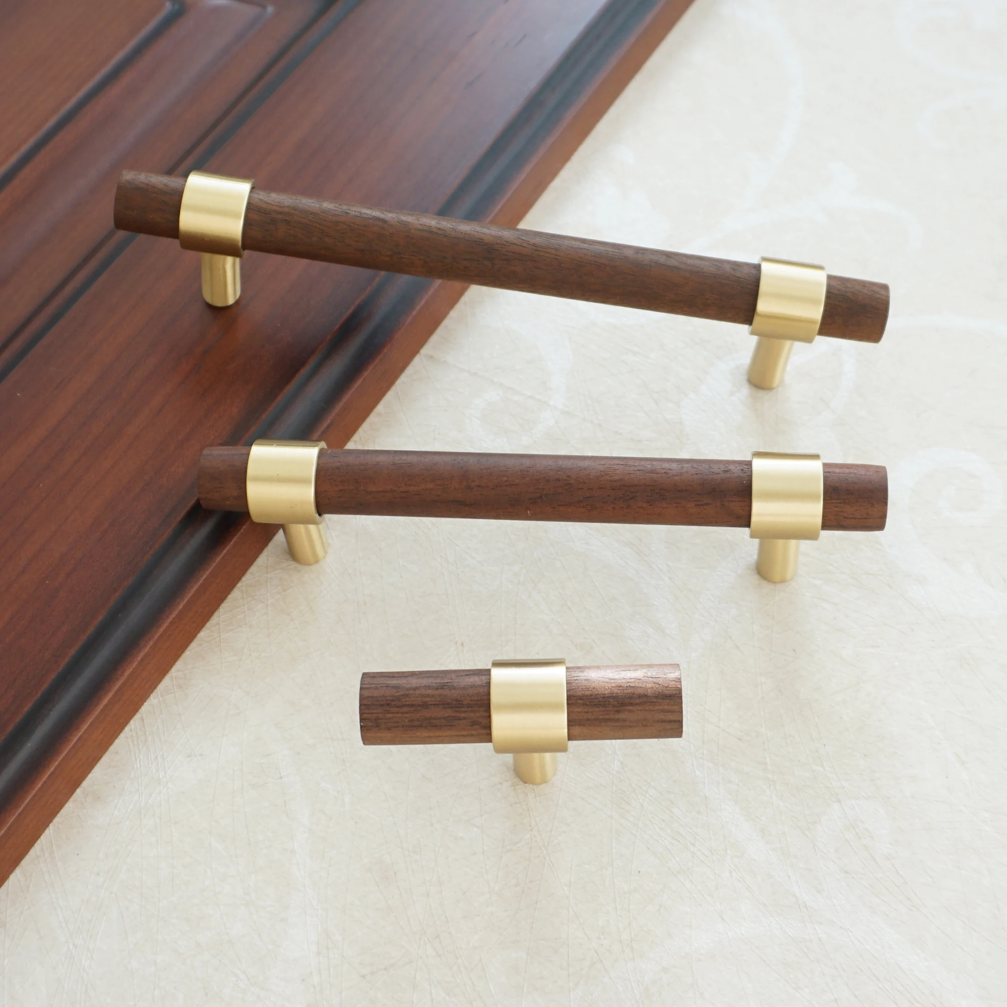 4 &quot5&quot деревянная ручка ящика медные дверные ручки T Бар Ручка кухонный шкаф