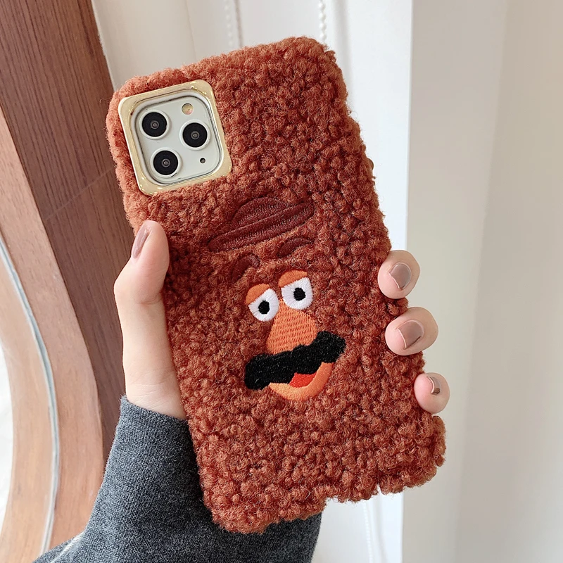For iPhone 11 pro max toy story Warm Case Cartoon Furry Dumbo Fur winter Cover iphone XS Max XR X 7 7p 8 plus |
