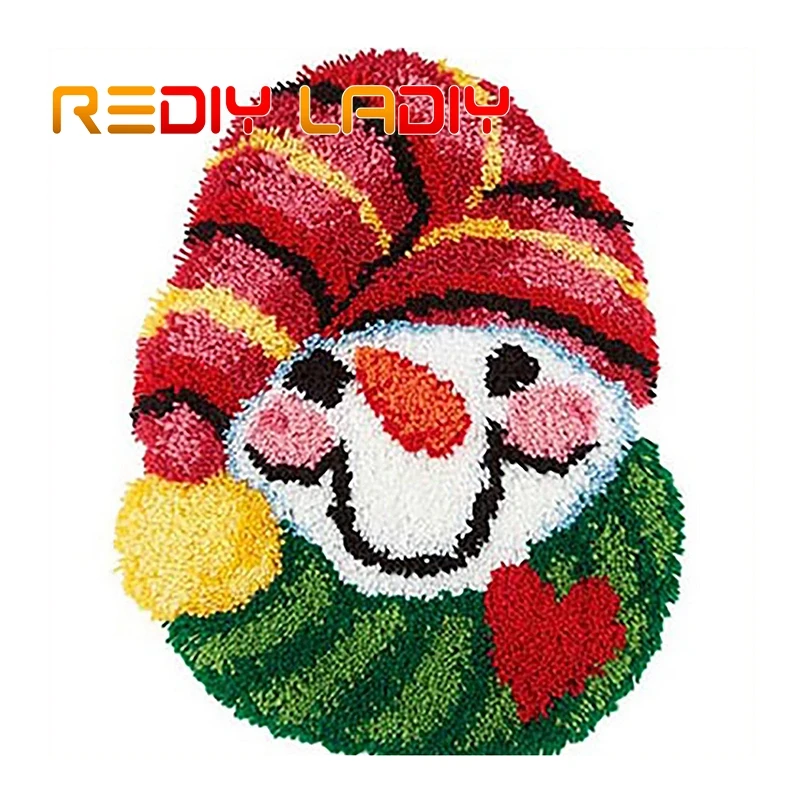 Крюк с защелкой ковер Наборы вяжущие крючком ковров улыбка Снеговик акриловая