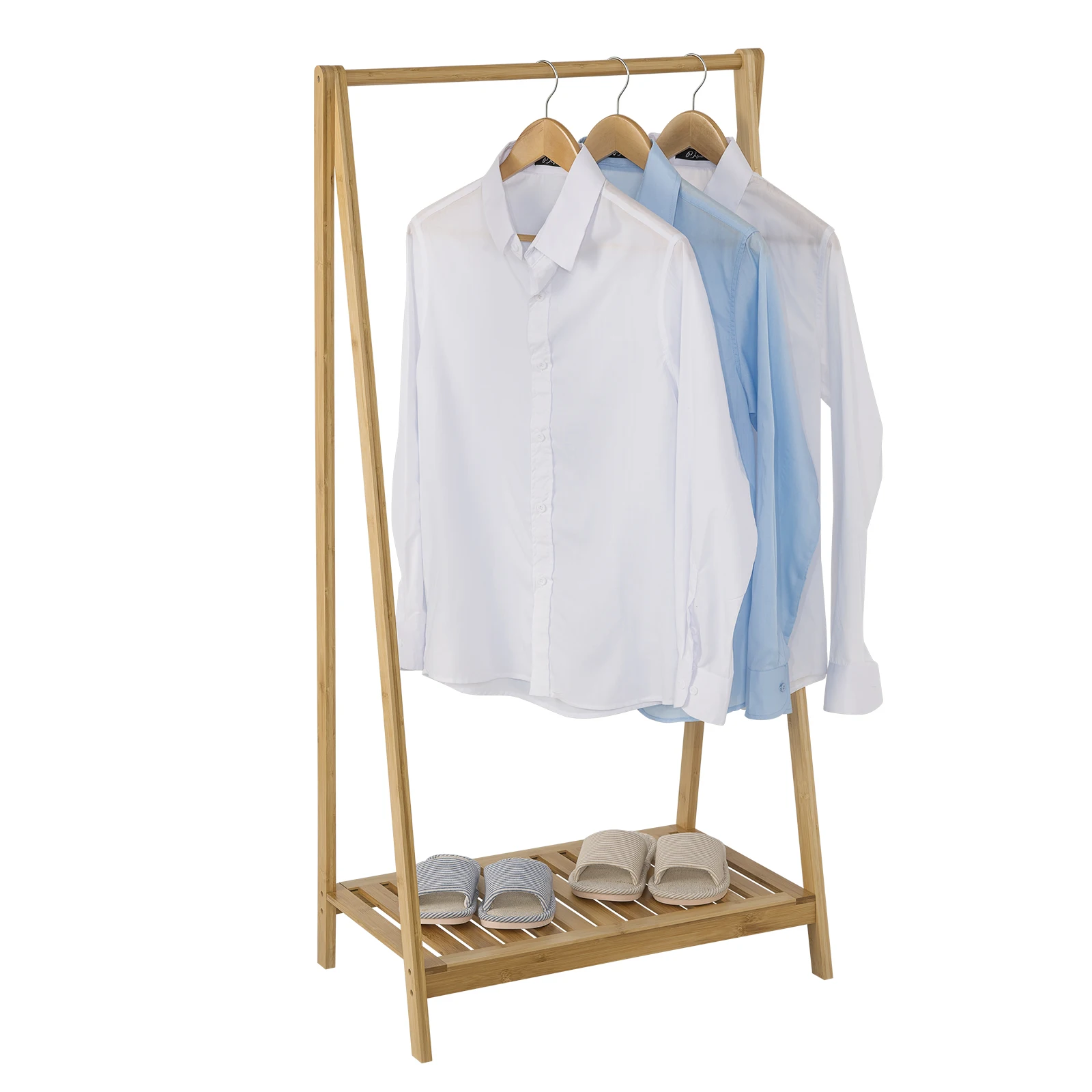 

Bamboo Clothes Rack Floor Standing Hanging Storage Shelf with Shoe Rack 60x35x120cm Coat Hanger Organizer Bedroom Furniture
