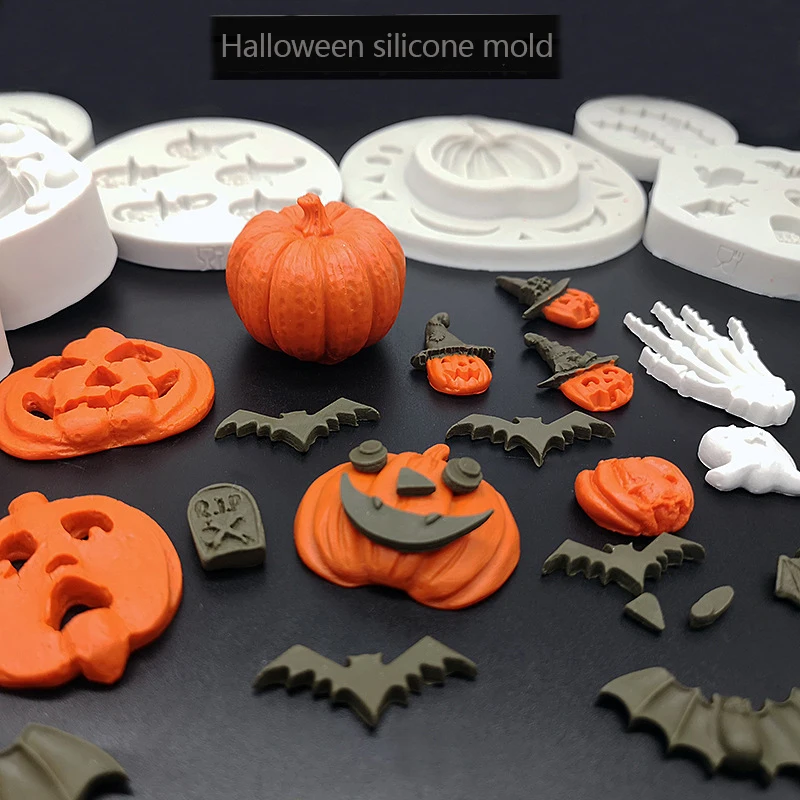 3D форма для торта метла Хэллоуина тыква лягушка ведьма силиконовая помадка мыла