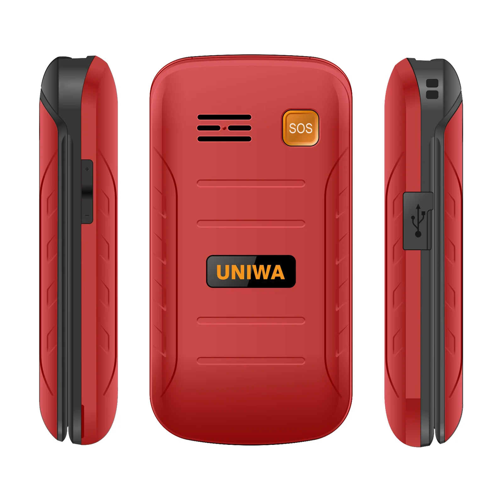 UNIWA V909T 4G Раскладной телефон с большой кнопкой двойной экран 0.3mp камера FM радио