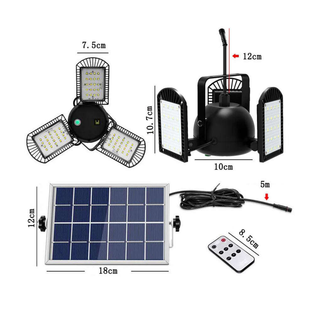 Solar Led Garage Lamp Outdoor Emergency light Folding Three-Leaf Deformation Lighting For Home Warehouse Workshop | Лампы и освещение