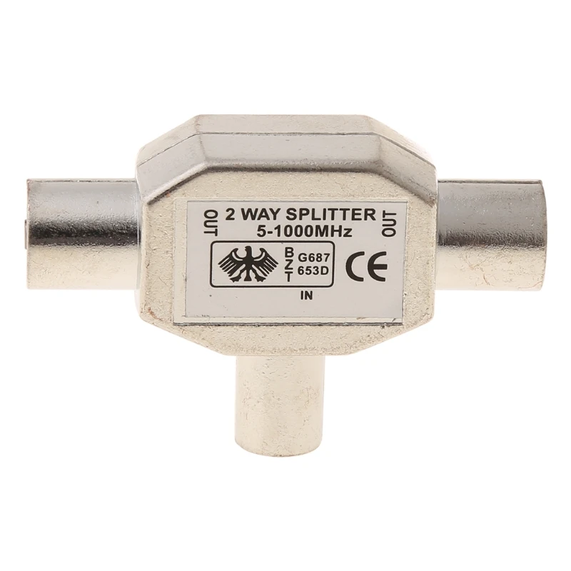 

2 Way T Splitter1x Male To 2 X Female Metal COAX Coaxial TV Aerial Adapter