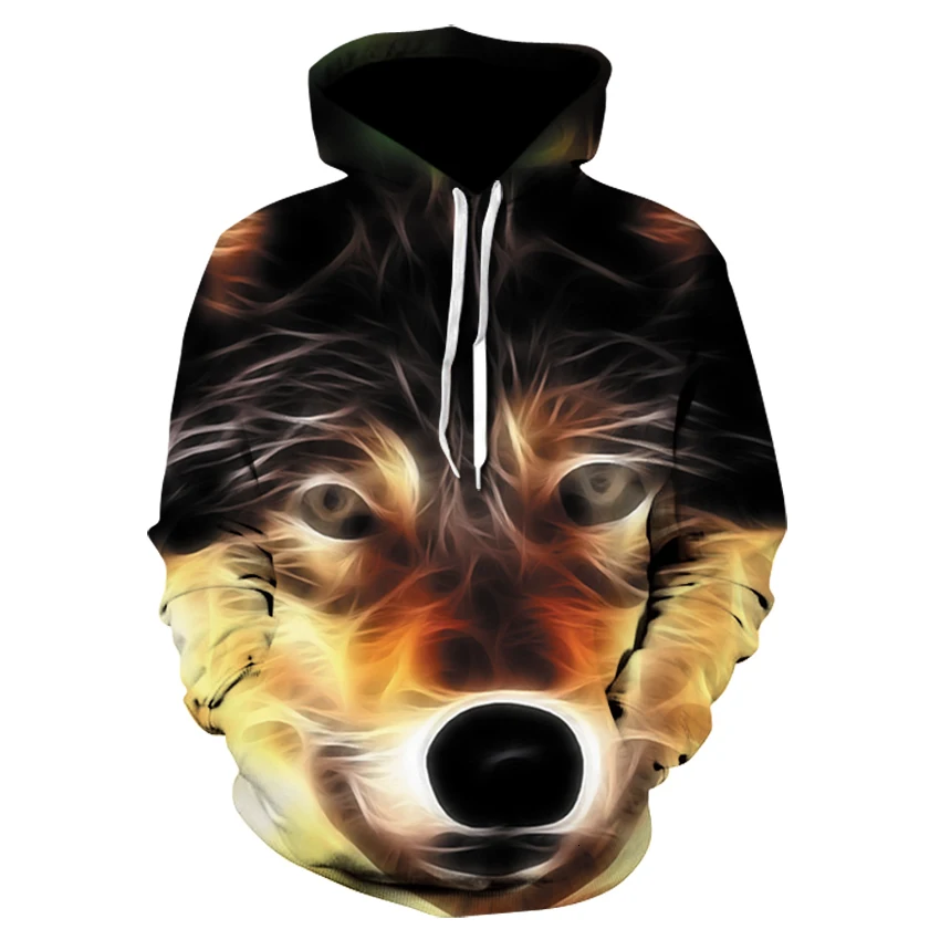 5XL волк толстовки мужские пальто крутые 3d принт мужские толстовки Модный пуловер 3D толстовки с капюшоном уличная одежда с карманом