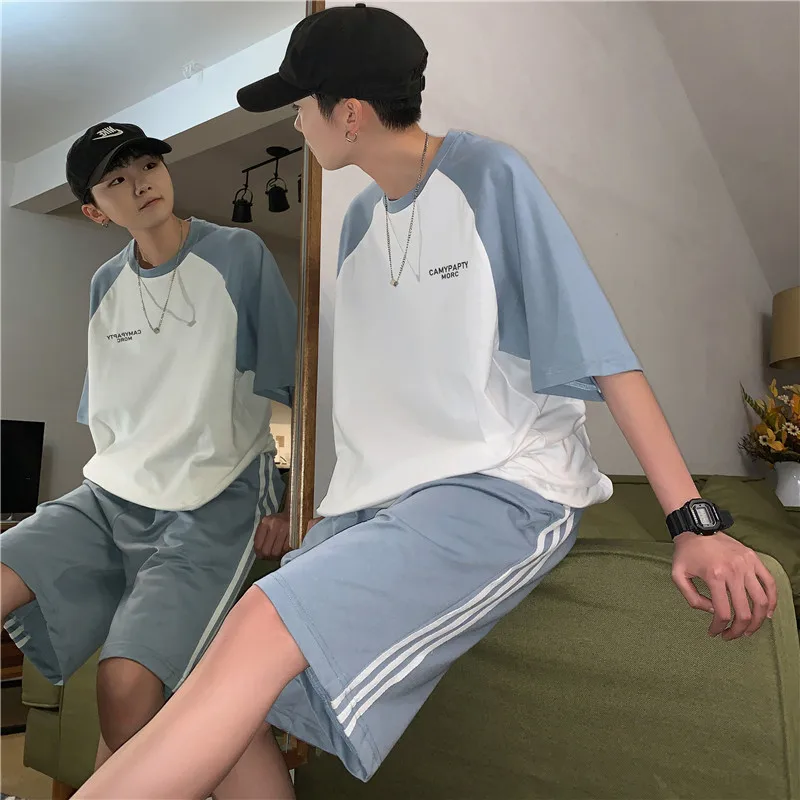 

2021 Summer Men's T-Shirt Set 2 Piece Men's Sportswear Basketball Short Sleeve + Men's Suit