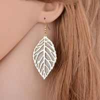 yada ins hollow leaf long drop earring punk crystal statement wave design earring gold color for women jewelry earrings er200138