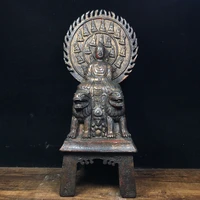11chinese temple collection old bronze cinnabar lacquer northern wei buddha twin lions shakyamuni buddha statue sitting