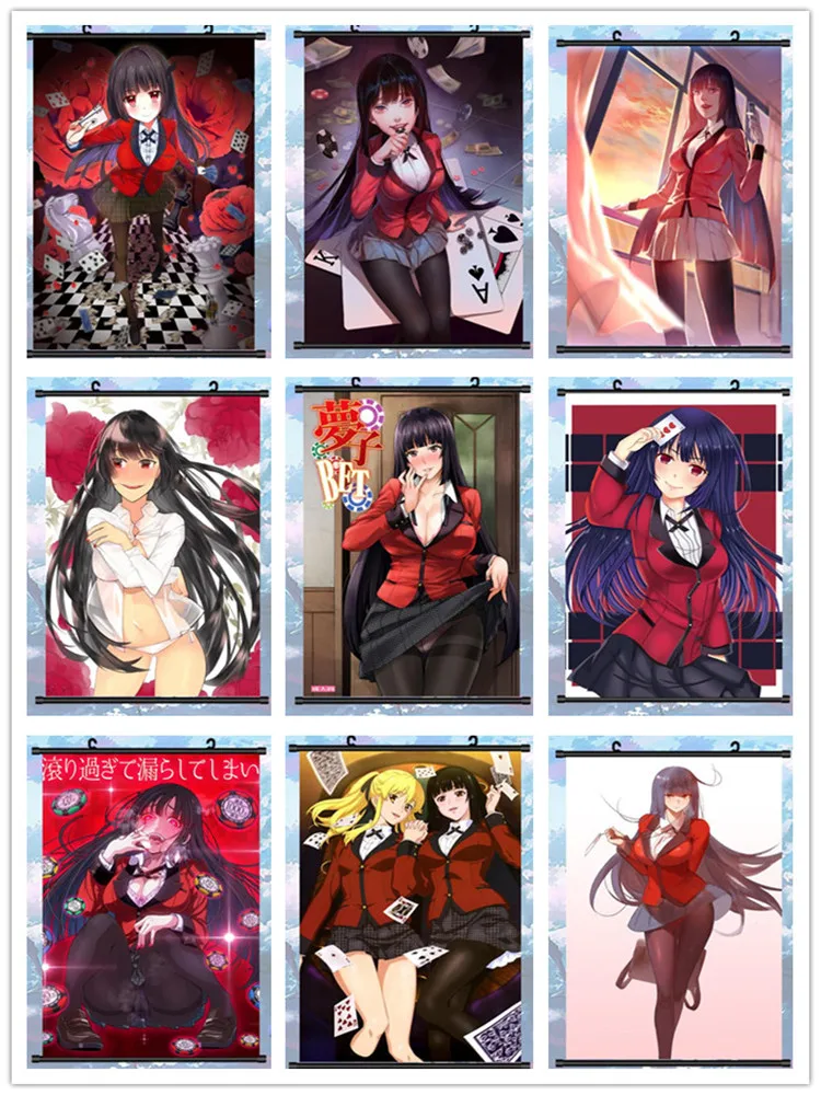 

Coscase Anime Kakegurui Compulsive Gambler Mary Saotome & Kirari Momobami & Yumeko Jabami Home Decor Wall Scroll Poster Pictures