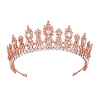 kmvexo luxury rose gold tiaras and crowns for women crystal hair jewelry queen diadems bridal headbands wedding hair accessory