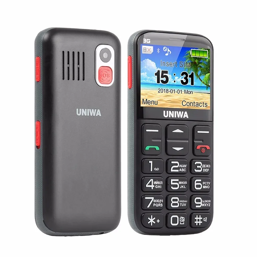 3g WCDMA мобильный телефон с русской клавиатурой 2,31 дюймов gsm 1400 мАч кнопочный SOS FM дешевый разблокированный односимочный мобильный телефон для пожилых людей