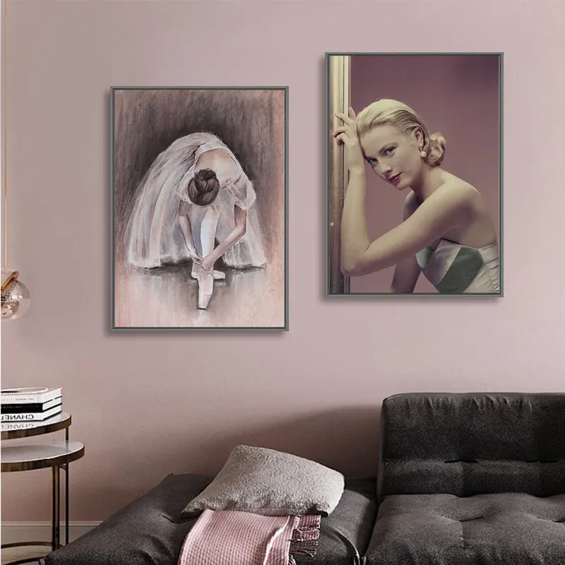 

Elegant Dancing Girl Canvas Painting Vintage Fashion Wall Art Posters and Prints Oil Painting Nordic Living Room Home Decor