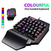 one handed gaming keyboard rgb backlit portable gaming keypad ergonomic game controller for pc ps4 xbox gamer with palm rest