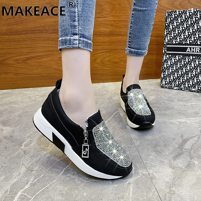 

Autumn thick soles women's fashionable sportswear shoes cool sequins soft soles loose shoes comfortable walking and running shoe
