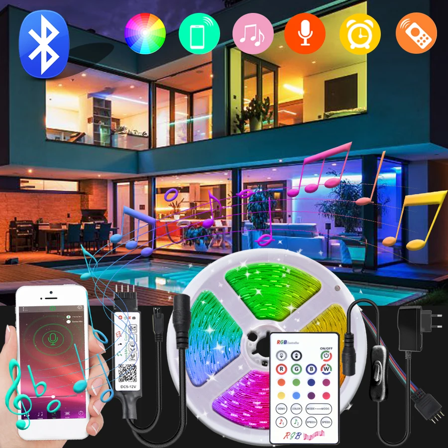 SMD 5050 Bluetooth светодиодный ленточный светильник 12 В 20 м 10 5 s RGB Светодиодная лента