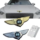 3D наклейка на переднюю решетку автомобиля, значок на боковое крыло багажника для Hyundai Tucson Kona I30 I40 IX35 I20 Accent Azera Elantra Genesis